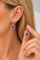 Ametist Taşlı Damla Küpe, Kadınlar için Harika Hediye, 925 Ayar Gümüş