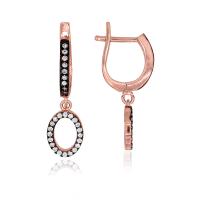 Beyaz Taşlı Kalemli Sallantılı Oval Gümüş Küpe