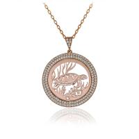 Beyaz Taşlı Plaka Kaplumbağa Gümüş Kolye