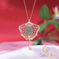 Beyaz Taşlı Vatoz Balığı Gümüş Kolye