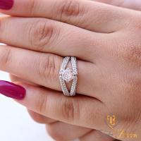 Beyaz Yuvarlak Zirkon Taşlı Gümüş Yüzük