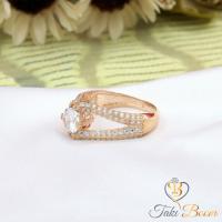 Beyaz Yuvarlak Zirkon Taşlı Gümüş Yüzük