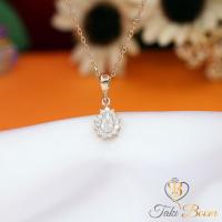 Beyaz Zirkon Taşlı Minimal Damla Gümüş Kolye