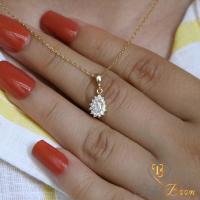 Beyaz Zirkon Taşlı Minimal Damla Gümüş Kolye