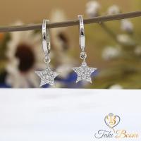 Beyaz Zirkon Taşlı Minimal Yıldız Gümüş Küpe