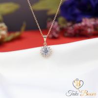 Beyaz Zirkon Taşlı Minimal Yuvarlak Anturaj Gümüş Kolye