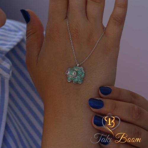 Bulbasaur Pokemon Gümüş Kolye
