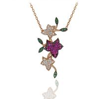 Kırmızı Beyaz Taşlı Sarmaşık Gümüş Kolye