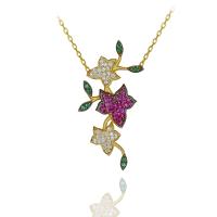 Kırmızı Beyaz Taşlı Sarmaşık Gümüş Kolye