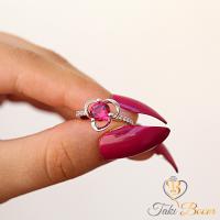 Kırmızı Beyaz Yuvarlak Zirkon Taşlı Pervane Gümüş Yüzük