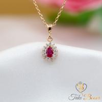 Kırmızı Beyaz Zirkon Taşlı Minimal Damla Gümüş Kolye