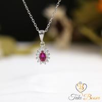 Kırmızı Beyaz Zirkon Taşlı Minimal Damla Gümüş Kolye