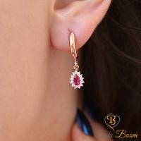 Kırmızı Beyaz Zirkon Taşlı Minimal Damla Gümüş Küpe