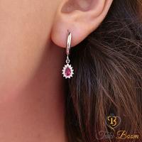 Kırmızı Beyaz Zirkon Taşlı Minimal Damla Gümüş Küpe