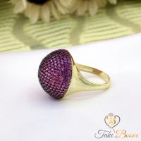 Kırmızı Zirkon Taşlı Karpuz Gümüş Yüzük