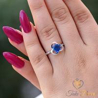 Lacivert Beyaz Yuvarlak Zirkon Taşlı Pervane Gümüş Yüzük