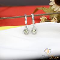 Sarı Beyaz Zirkon Taşlı Minimal Yuvarlak Anturaj Gümüş Küpe