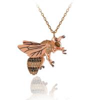 Sarı Siyah Taşlı Arı Gümüş Kolye