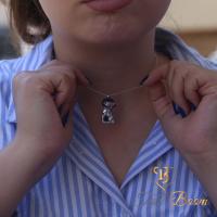 Siyah Taşlı Balık Hayal Eden Kedi Gümüş Kolye