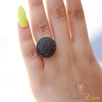 Siyah Zirkon Taşlı Karpuz Gümüş Yüzük