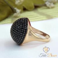 Siyah Zirkon Taşlı Karpuz Gümüş Yüzük