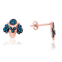 Turkuaz Taşlı Çivili Palyaço Gümüş Küpe