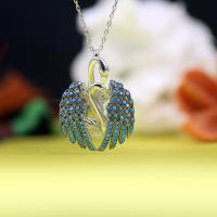 Turkuaz Taşlı Kuğu Gümüş Kolye