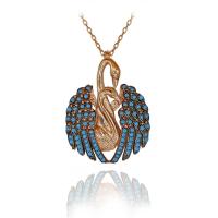 Turkuaz Taşlı Kuğu Gümüş Kolye