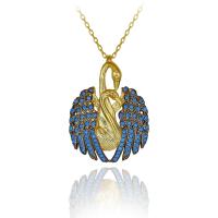 Turkuaz Taşlı Kuğu Gümüş Kolye