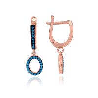 Turkuaz Taşlı Sallantılı Oval Gümüş Küpe