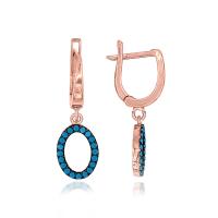 Turkuaz Taşlı Sallantılı Oval Gümüş Küpe