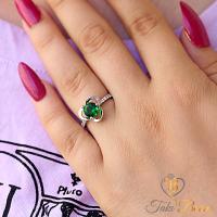 Yeşil Beyaz Yuvarlak Zirkon Taşlı Pervane Gümüş Yüzük