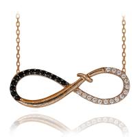 Siyah Beyaz Taşlı Zülfikar Sonsuzluk Gümüş Kolye